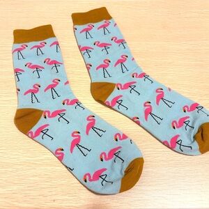 Flamingo Cotton Socks Pink Light Blue Adults Teens Unisex One Pair